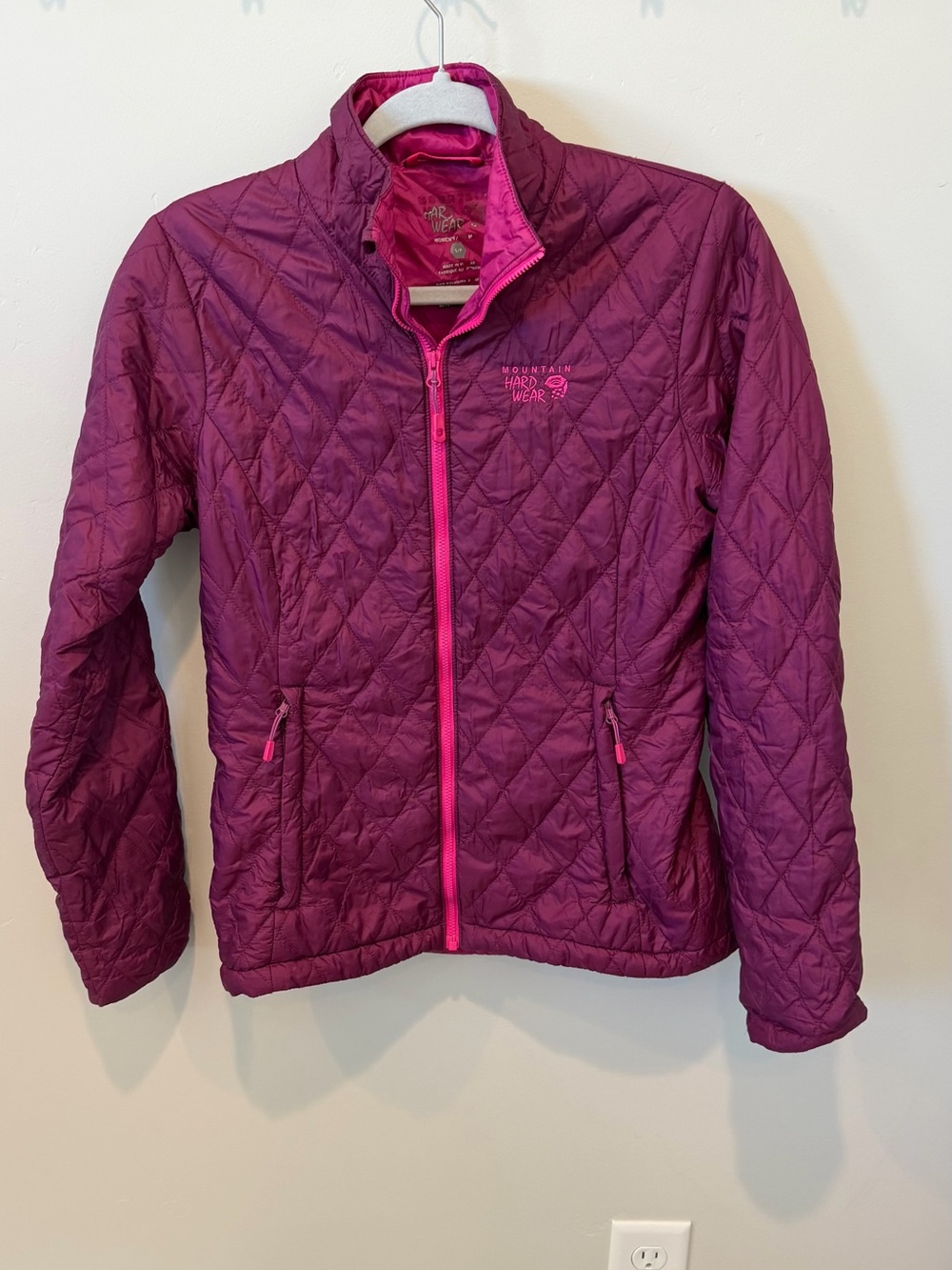 Mountain Hardwear women’s Quilted Puffer Jacket - Deep Magenta with Pink Trim